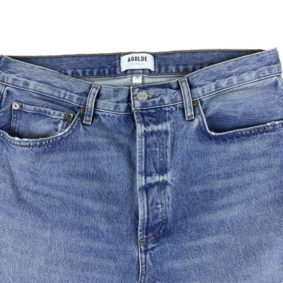 AGOLDE 90s Crop Jeans Womens 29 High Rise Organic Denim Y2K Button Fly Raw Hem - Picture 6 of 16